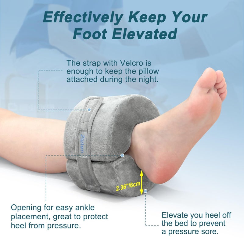 Zelen Foot Elevation Pillow Ankle Protector Support Elevated Foot Heel Pillow Elevator Feet Foam Wedge Leg Rest Post Surgery Pillow Bed Pressure Sore Cushion Elevating Broken Ankle Heel Protection (1 PCS) - Image 2